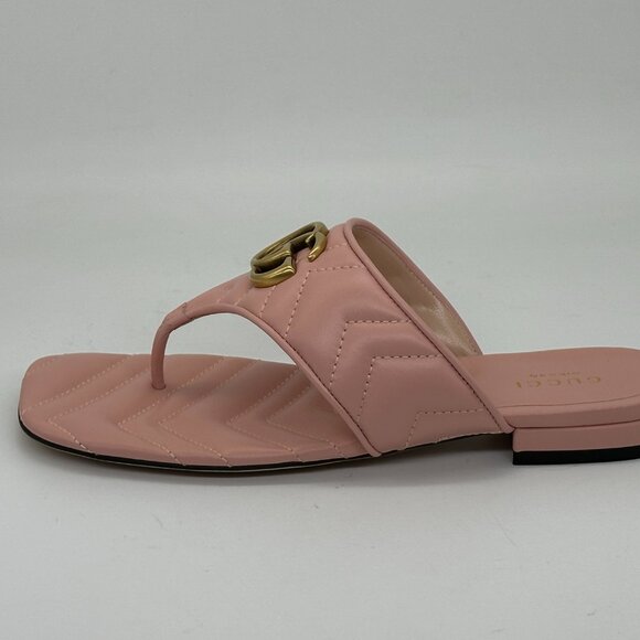 Gucci Marmont GG Padded Chevron Matelasse Leather Thong Flat Sandals Shoes - Picture 5 of 16